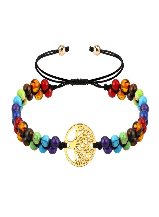 Wingoden Protection Bracelet for Women Men Tree of Life Yoga Good Luck Bracelets Natural Stone Handmade Bracelet Gift for Her, Chakra - Image 1