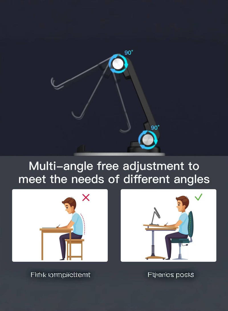 White Aluminum Metal Cell Phone Holder, Adjustable Angle and Height, 360-Degree Rotation Phone Stand for Desk - Image 4