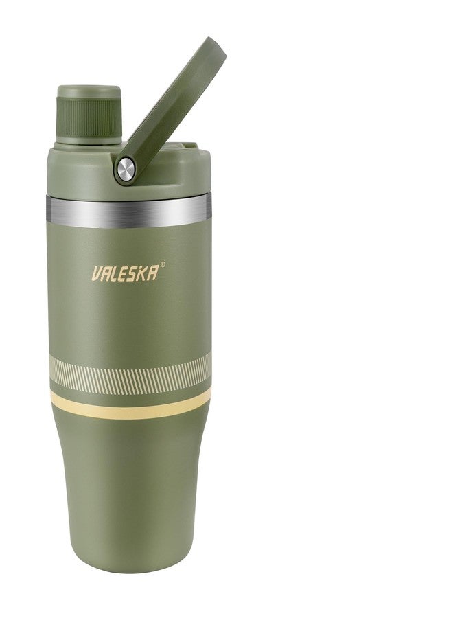 VALESKA Protein Shaker Bottle | 20oz Insulated Stainless Steel Protein Shaker, BPA Free, Leak Proof, Dishwasher Safe, Perfect for Protein Shakes and Pre Workout | Green - Image 1