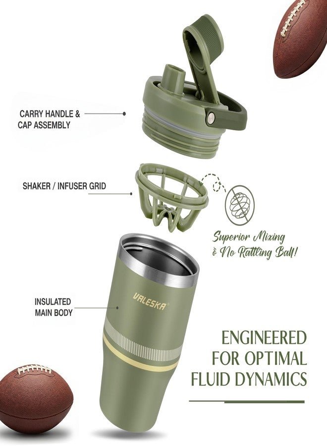 VALESKA Protein Shaker Bottle | 20oz Insulated Stainless Steel Protein Shaker, BPA Free, Leak Proof, Dishwasher Safe, Perfect for Protein Shakes and Pre Workout | Green - Image 2