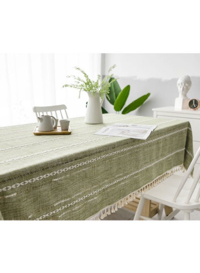 شبيلي مفرش طاولة مستطيل مقاس 140×180 سم، مفرش طاولة مطرز ثلاثي الأبعاد من القطن والكتان، مفرش طاولة مقاوم للغبار وقابل للغسل، غطاء طاولة كلاسيكي لحفلات الزفاف والمنزل والمطبخ والمطعم - Image 4