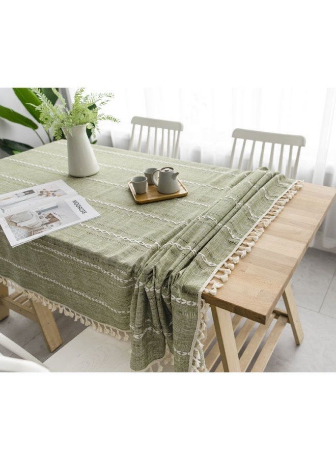 شبيلي مفرش طاولة مستطيل مقاس 140×180 سم، مفرش طاولة مطرز ثلاثي الأبعاد من القطن والكتان، مفرش طاولة مقاوم للغبار وقابل للغسل، غطاء طاولة كلاسيكي لحفلات الزفاف والمنزل والمطبخ والمطعم - Image 5