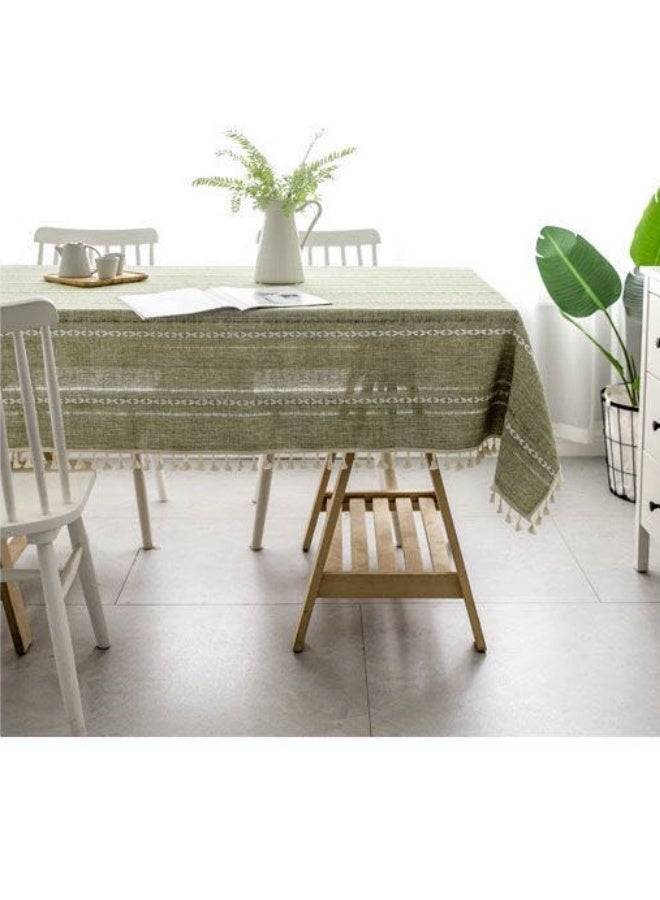 شبيلي مفرش طاولة مستطيل مقاس 140×180 سم، مفرش طاولة مطرز ثلاثي الأبعاد من القطن والكتان، مفرش طاولة مقاوم للغبار وقابل للغسل، غطاء طاولة كلاسيكي لحفلات الزفاف والمنزل والمطبخ والمطعم - Image 3