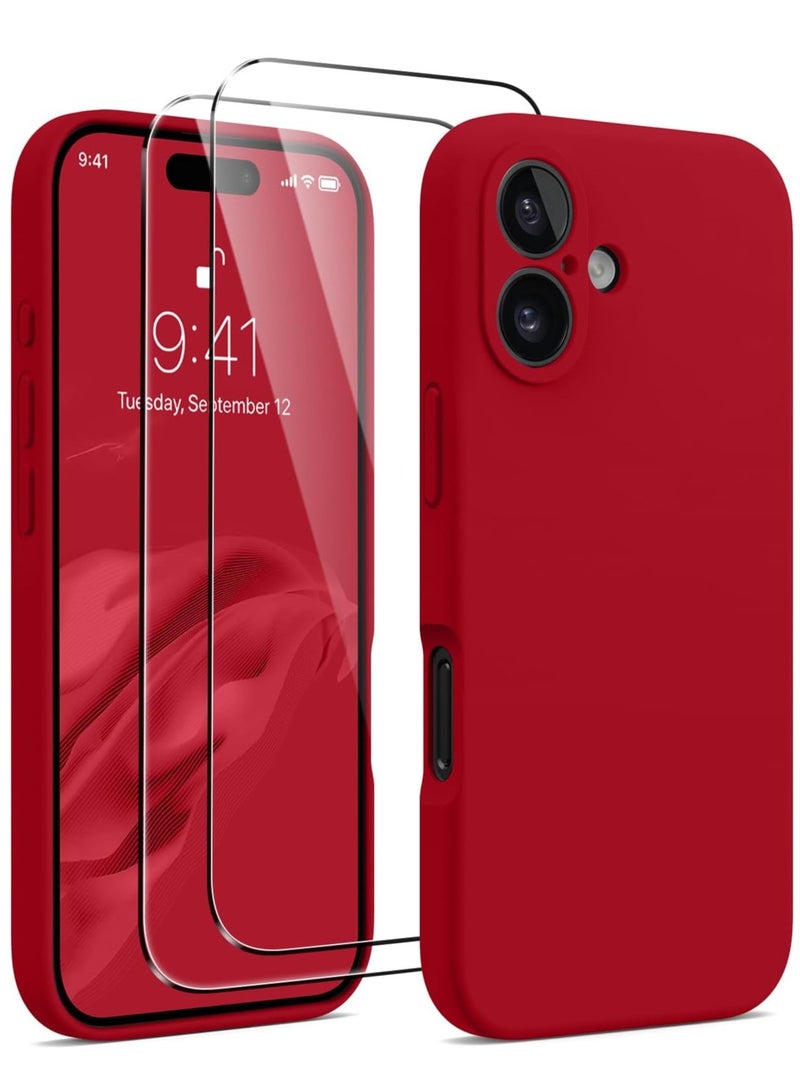 ELTRAZONE iPhone 16 Case – Upgraded Silicone Phone Cover with Camera Protection, Compatible with MagSafe, Anti-Scratch Microfiber Lining & 2 Screen Protectors – Red - Image 1