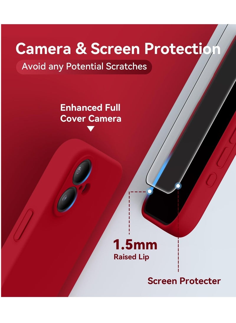 ELTRAZONE iPhone 16 Case – Upgraded Silicone Phone Cover with Camera Protection, Compatible with MagSafe, Anti-Scratch Microfiber Lining & 2 Screen Protectors – Red - Image 3