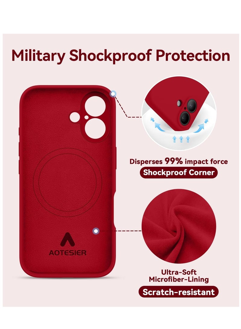 ELTRAZONE iPhone 16 Case – Upgraded Silicone Phone Cover with Camera Protection, Compatible with MagSafe, Anti-Scratch Microfiber Lining & 2 Screen Protectors – Red - Image 4