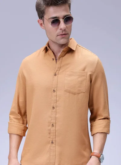 The Indian Garage Co Men Regular Fit Solid Full Sleeves Cutaway Collar Resort Wear Shirt