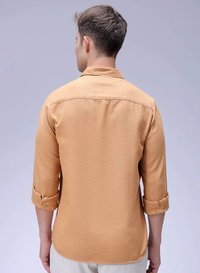 The Indian Garage Co Men Regular Fit Solid Full Sleeves Cutaway Collar Resort Wear Shirt