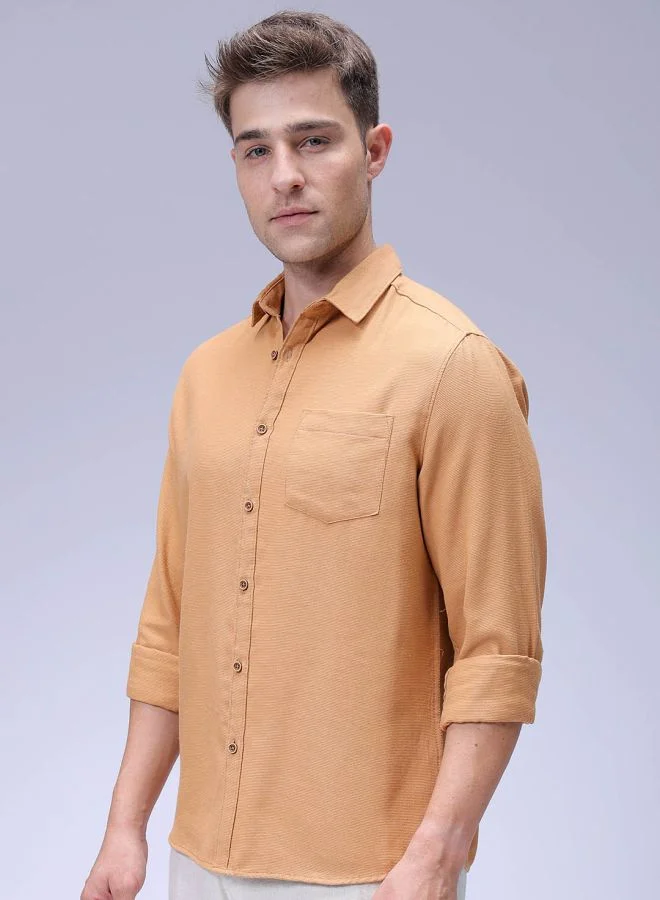 The Indian Garage Co Men Regular Fit Solid Full Sleeves Cutaway Collar Resort Wear Shirt