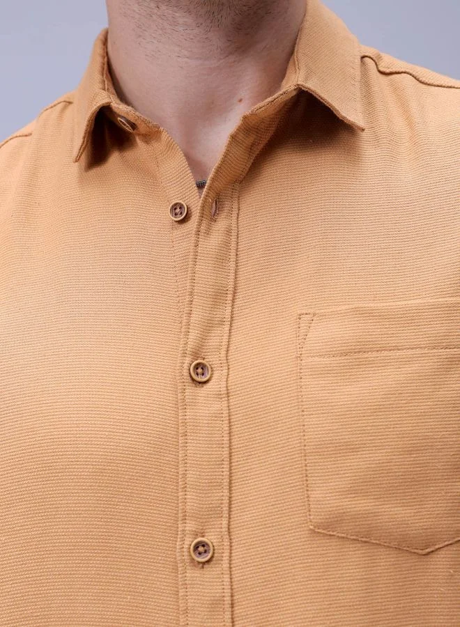 The Indian Garage Co Men Regular Fit Solid Full Sleeves Cutaway Collar Resort Wear Shirt