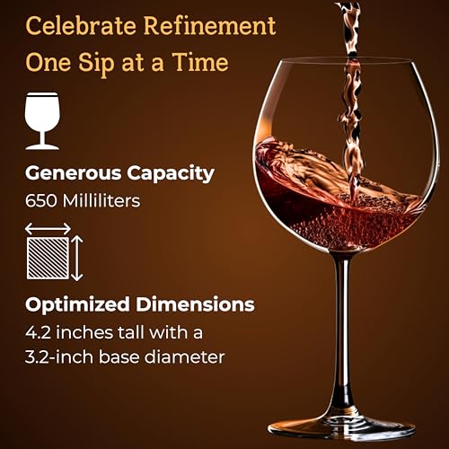 TAGROCK Balloon Red White Or Brandy Premium Crytal Clear Wine Glasses, 650 ML - Set of 2 - Image 4