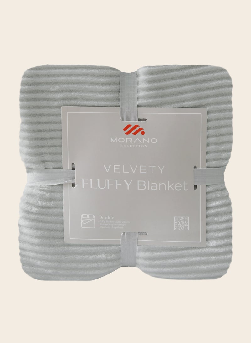 Morano Fluffy Blanket Dyed Model 220X240Cm, Ultra Soft Polyester Textured Stripe Effects, Lightweight and Cozy - Image 1