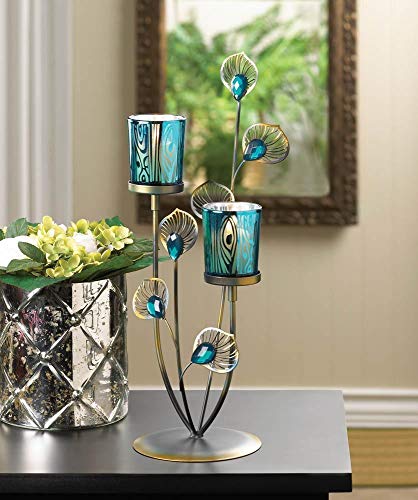 VERDUGO GIFT Gallery of Light 10015949 Peacock Plume Candleholder, Multicolor - Image 3