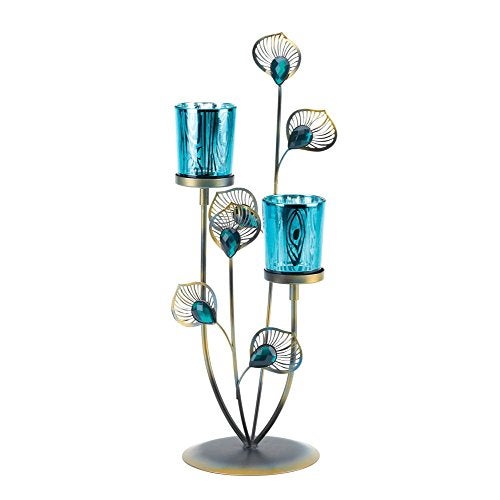 VERDUGO GIFT Gallery of Light 10015949 Peacock Plume Candleholder, Multicolor - Image 5