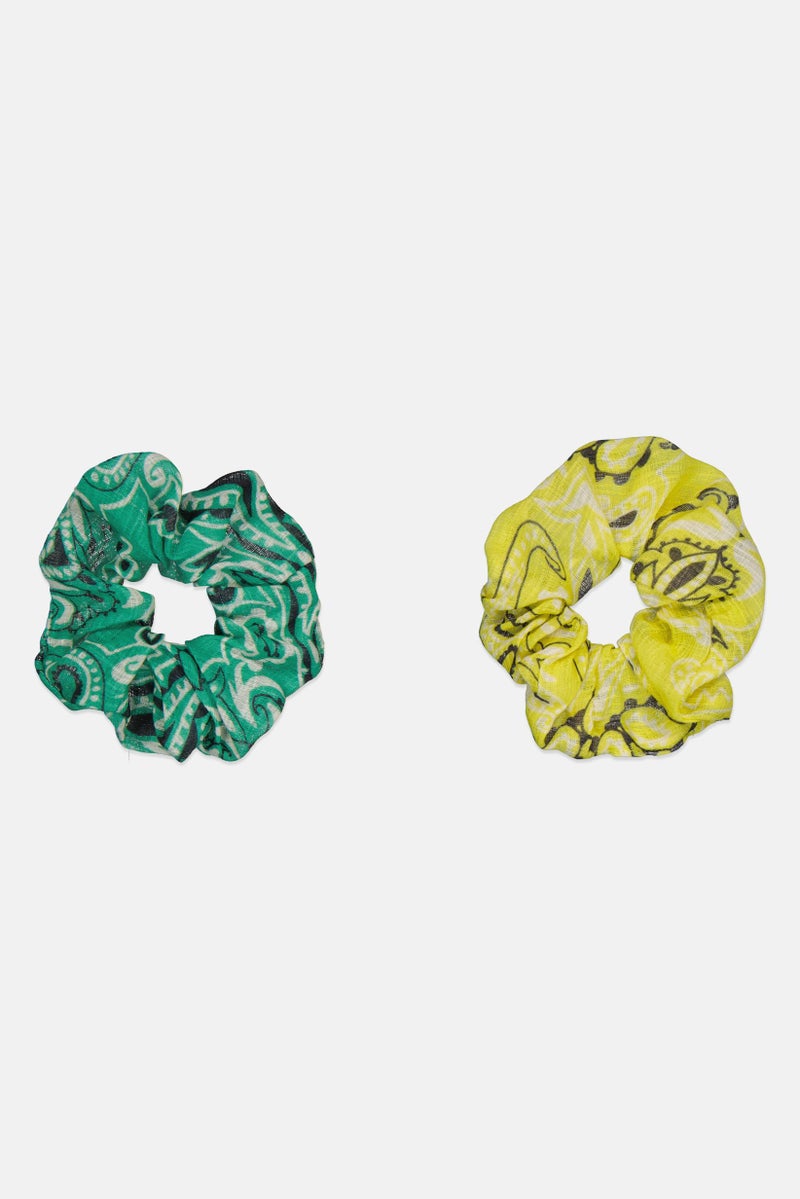 promod Women 2 Pcs Allover Hair Ties, Multicolor