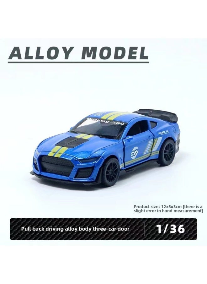 1:36 Baoshi Rambo Simulation Alloy Sports Car Model Children's Toys Back Force Car Model Ornaments Hot Cross-border-Color:Wild Mom Blue Race Edition 201 (Window Box)  - Image 1