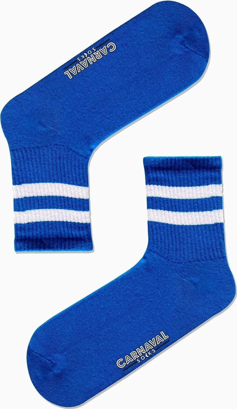 Carnaval Socks Blue White Striped Patterned Colorful Sports Socks