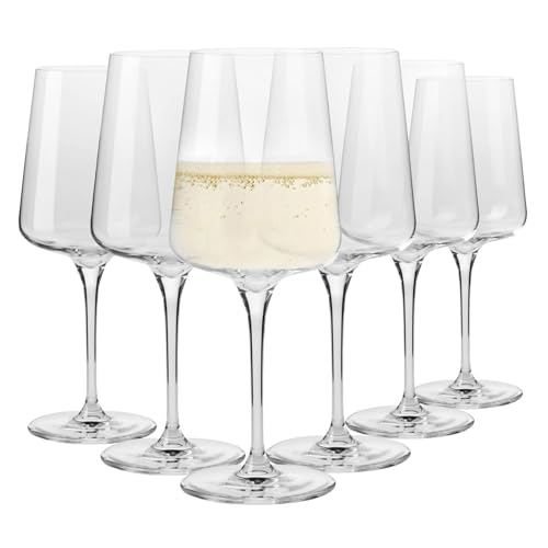 Krosno White and Sparkling Wine Glasses, 6 piece set, 13.52 oz, Infinity Collection, Elegant, Crystal Glass, Lead-free Glass, Dishwasher Safe, Made in Europe - Image 1