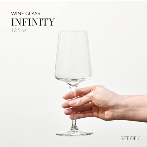 Krosno White and Sparkling Wine Glasses, 6 piece set, 13.52 oz, Infinity Collection, Elegant, Crystal Glass, Lead-free Glass, Dishwasher Safe, Made in Europe - Image 3