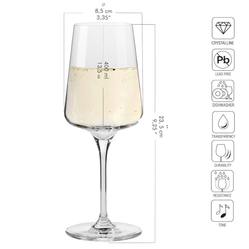 Krosno White and Sparkling Wine Glasses, 6 piece set, 13.52 oz, Infinity Collection, Elegant, Crystal Glass, Lead-free Glass, Dishwasher Safe, Made in Europe - Image 2