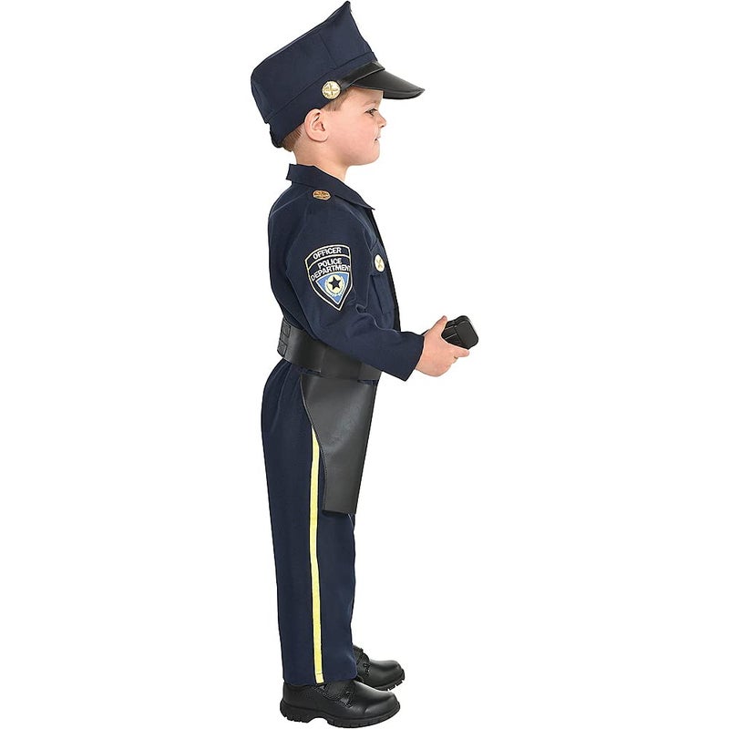 Amscan Kids Navy Blue Police Officer Costume Set - Small (4-6) - Essential Pretend Play Set for Future Defenders - Image 2