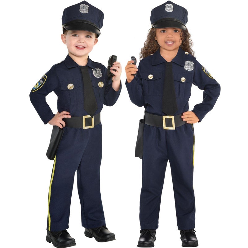 Amscan Kids Navy Blue Police Officer Costume Set - Small (4-6) - Essential Pretend Play Set for Future Defenders - Image 1
