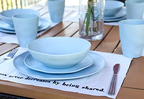 MORGIANA 8 pcs Reusable Bamboo Dinnerware Set  Bamboo Camping Dishes with Bamboo Bowls Plates Dishes for 2 (Blue) - Image 4