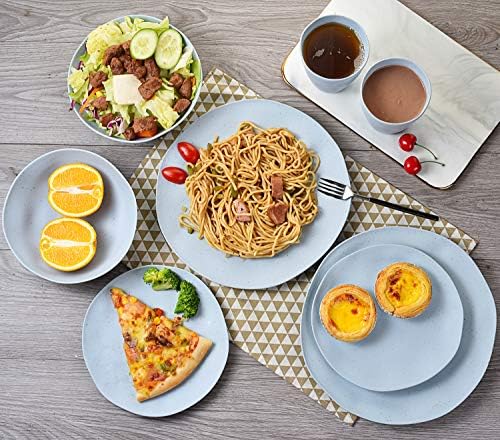 MORGIANA 8 pcs Reusable Bamboo Dinnerware Set  Bamboo Camping Dishes with Bamboo Bowls Plates Dishes for 2 (Blue) - Image 2