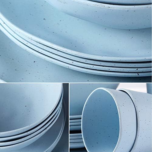 MORGIANA 8 pcs Reusable Bamboo Dinnerware Set  Bamboo Camping Dishes with Bamboo Bowls Plates Dishes for 2 (Blue) - Image 3