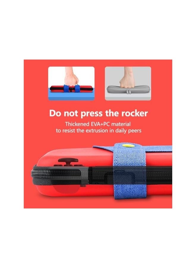 بروماس حافظة سويتش لجهاز نينتندو سويتش OLED، حافظة ماريو رفيعة لطيفة مع 10 خراطيش ألعاب، حافظة حماية صلبة للسفر لوحدة تحكم نينتندو سويتش وملحقات ماريو ريد - Image 3