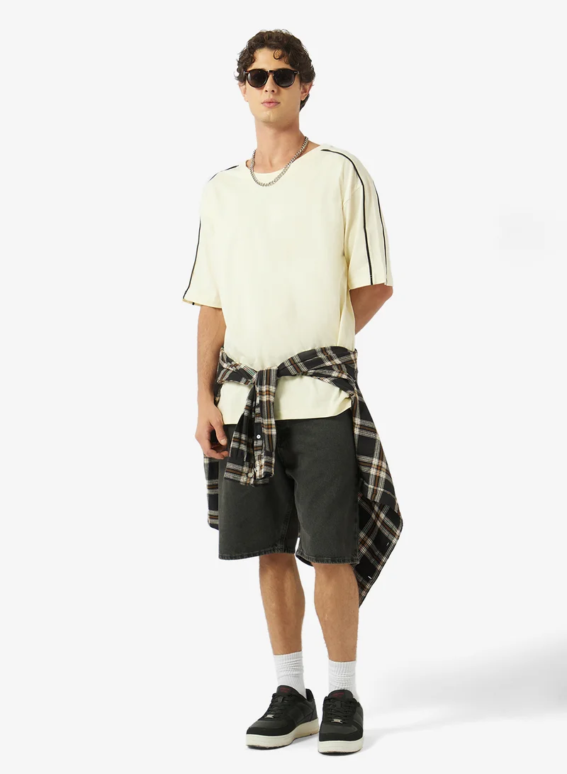 Seventy Five  Essential Crew Neck Oversize Drop Shoulder T-Shirt for Men | Best Price UAE