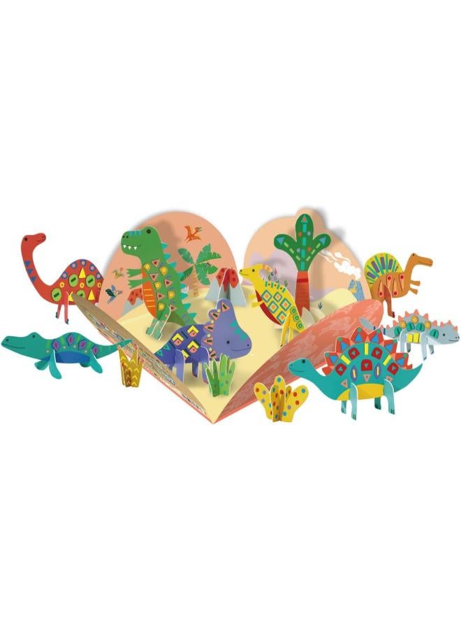 Avenir Stick 'N Play Series - Dino World | 200+ Reusable Stickers for Endless Fun! Create Play Scenes with 8 Illustrated Theme Cards, Make Your Own Animal Figures | For Kids 3+ - Image 1