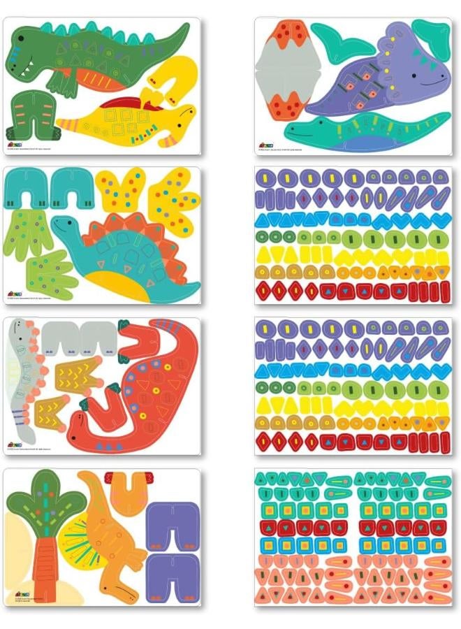 Avenir Stick 'N Play Series - Dino World | 200+ Reusable Stickers for Endless Fun! Create Play Scenes with 8 Illustrated Theme Cards, Make Your Own Animal Figures | For Kids 3+ - Image 4