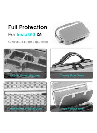 Carrying Case for Insta360 X5 , Dual Layer Travel Bag Can Store X5 Fast Charge Hub Bullet Time Handle, 114CM Selfie Stick & Chest Strap, Storage Case for Insta 360 X5 Accessories - view 5