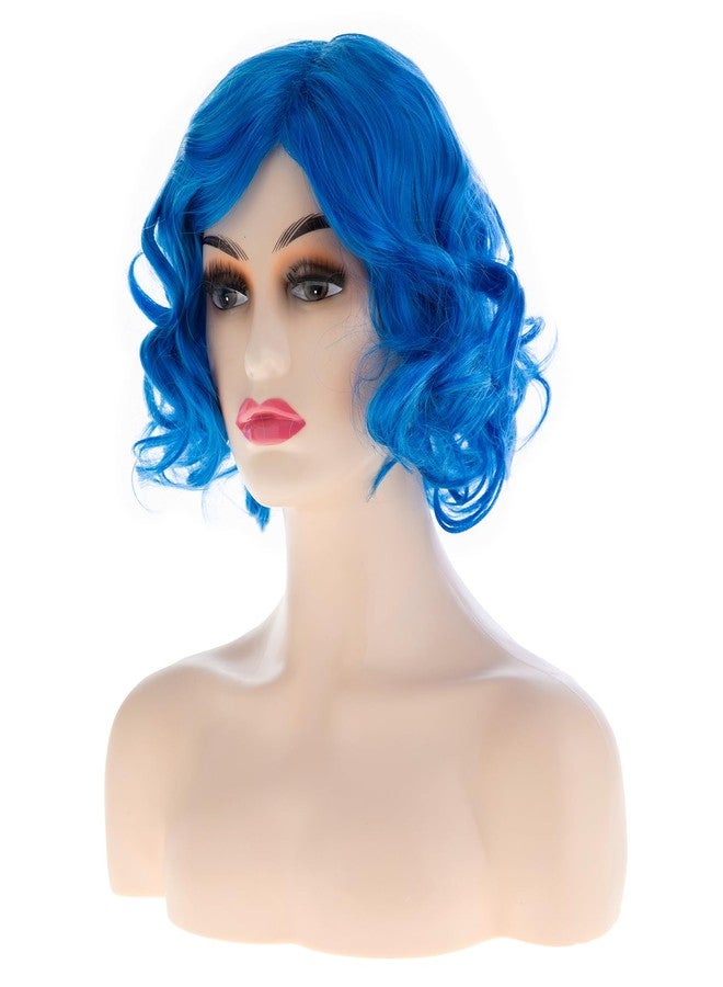 Baruisi Short Curly Wavy Blue Wigs for Women Synthetic Costume Party Cosplay Hair Wig - Image 2