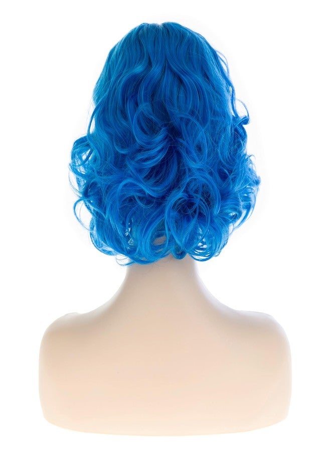 Baruisi Short Curly Wavy Blue Wigs for Women Synthetic Costume Party Cosplay Hair Wig - Image 4