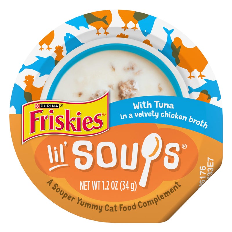 Friskies Purina Friskies Natural, Grain Free Lickable Cat Treats Lilâ€™ Soups With Tuna in Chicken Broth - (Pack of 8) 1.2 oz. Cups - Image 1