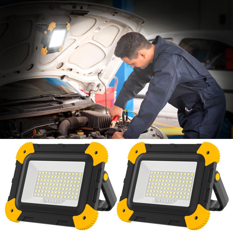 T-SUN Rechargeable Work Light, Portable Cordless 5 Modes 180Â° Rotate LED Work Light with USB & Type C Charging Port, for Workshop,Emergency and Job Site Garage Camping Car Repair, Gifts for Men-2 Pack - Image 1