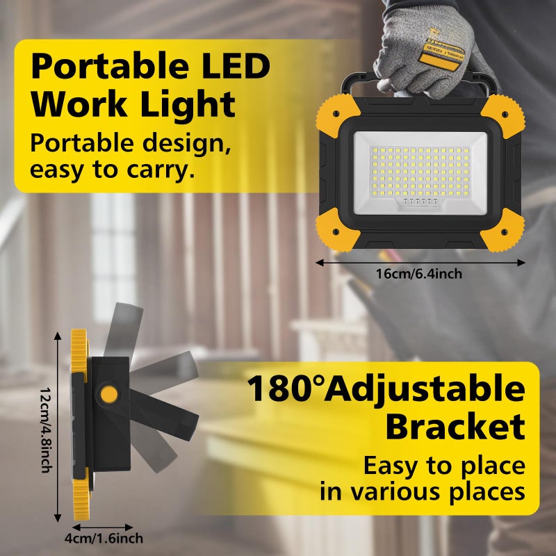 T-SUN Rechargeable Work Light, Portable Cordless 5 Modes 180Â° Rotate LED Work Light with USB & Type C Charging Port, for Workshop,Emergency and Job Site Garage Camping Car Repair, Gifts for Men-2 Pack - Image 5