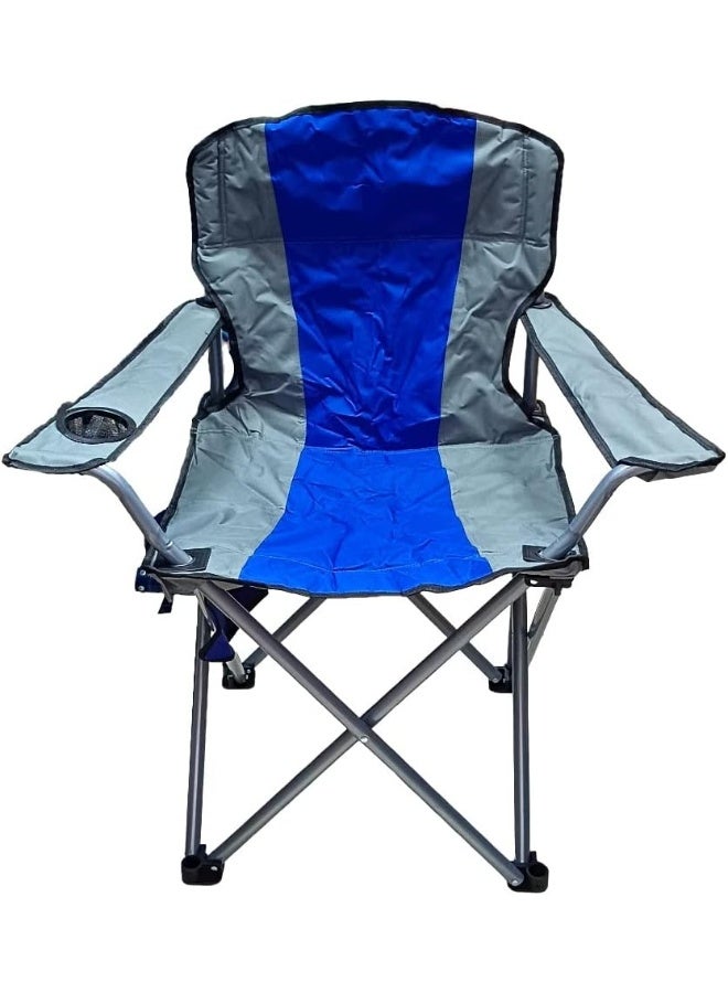 GO2CAMPS Foldable Camping Chair with Cup Holder | Heavy-Duty Steel Frame, 150 KG Weight Capacity | Lightweight, Compact Outdoor Chair for Desert Camping, Beach, Picnic, Travel, Trip & Fishing [BLUE] - Image 3
