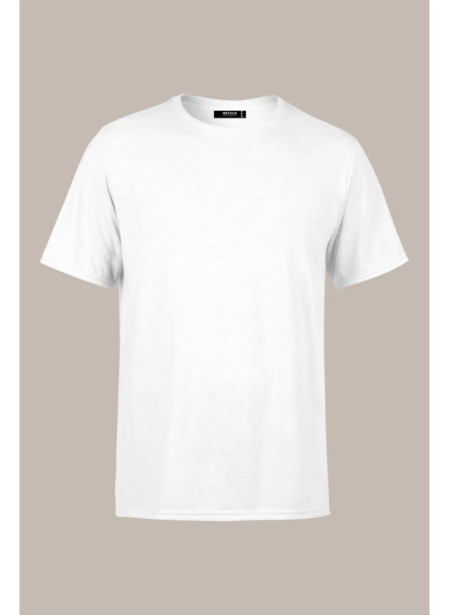 mmetalic Men's White T-Shirt Regular Fit Comfortable Cut Crew Neck Basic T-Shirt