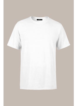 mmetalic Men's White T-Shirt Regular Fit Comfortable Cut Crew Neck Basic T-Shirt  - Image 1