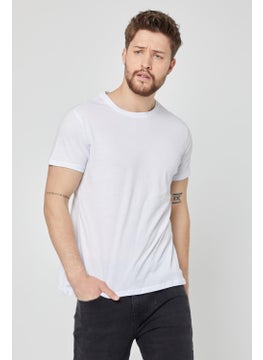 mmetalic Men's White T-Shirt Regular Fit Comfortable Cut Crew Neck Basic T-Shirt  - Image 3