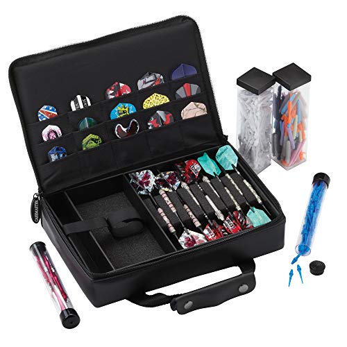 Casemaster The Pro Leatherette Dart Case with Leather-Like Exterior Covering, Holds 9 Steel Tip or Soft Tip Darts with 15 Built-in Pockets for Accessories and Plastic Tubes and Containers for Even More - Image 4