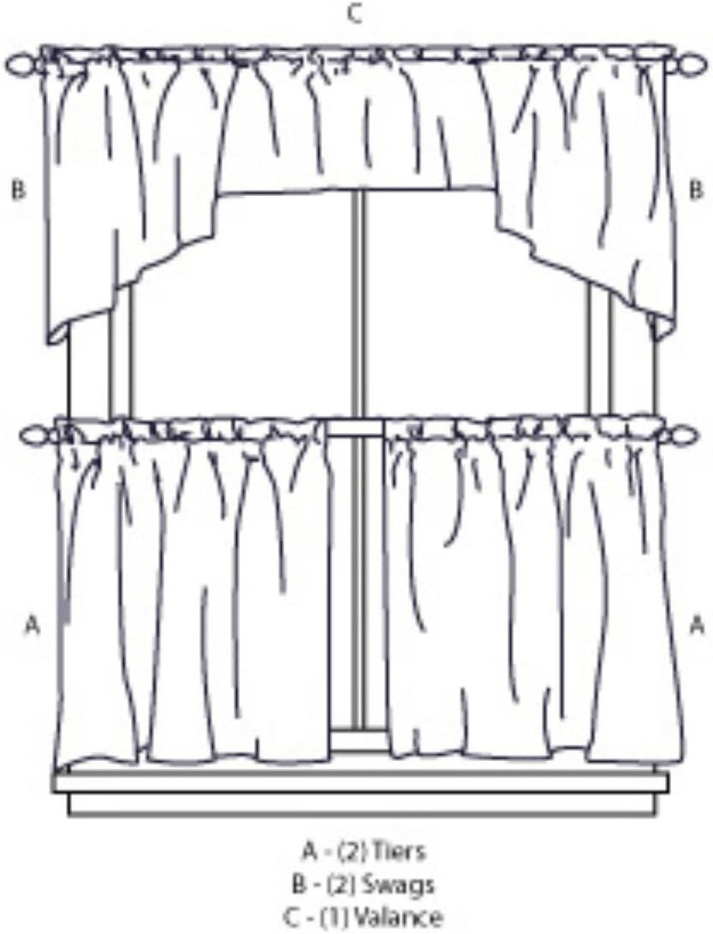 CHF & You Garden Ivy White and Green Country Curtain Tier and Swag Set, Multi, 56-Inch x 36-Inch - Image 3