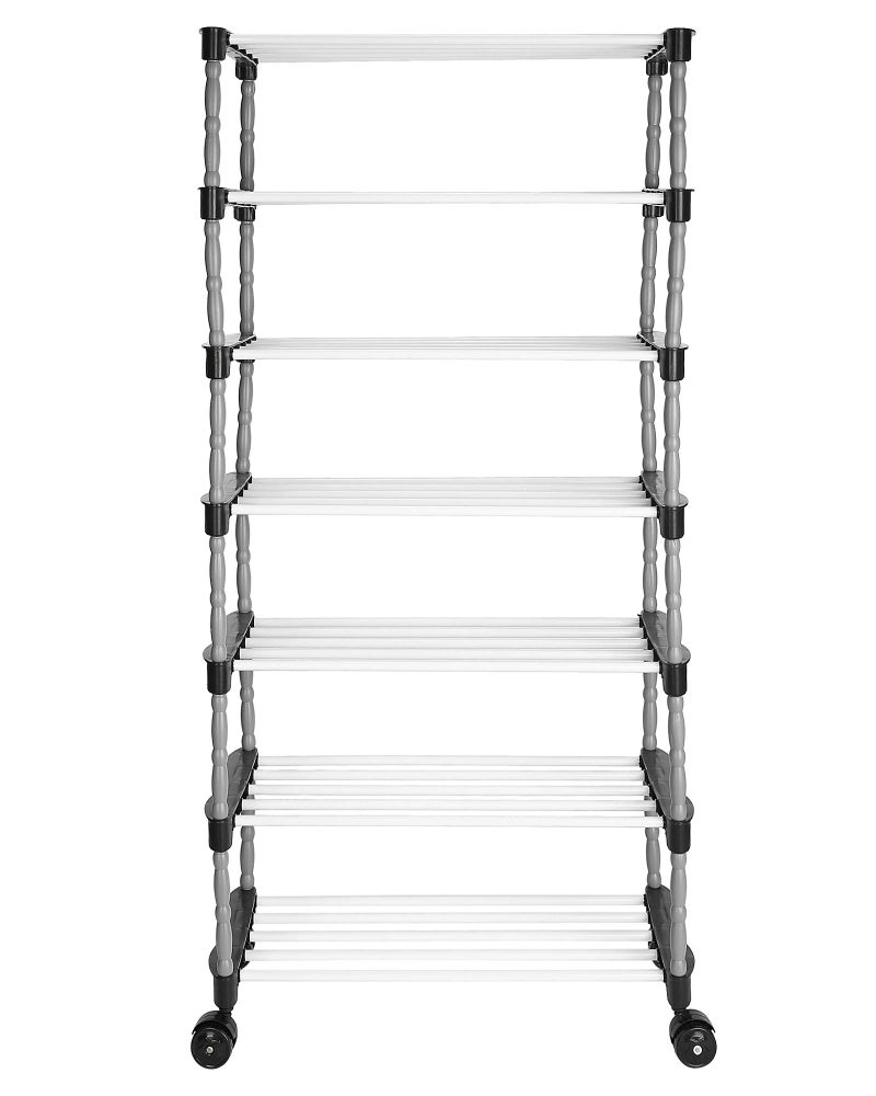 FLIPZON Multipurpose 6 Shelves/Layer Shoe Rack Organizer with Wheels and Dustproof Cover | Portable Smart Storage Rack Organizer with Zip Cover Easy to Move (Metal & Plastic, Multicolour) - Image 3