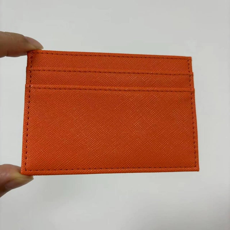 New Spot PU Card Holder Coin PUrse Large Capacity Card Holder Womens High-end Portable Bank Credit Card Holder Orange cross pattern 