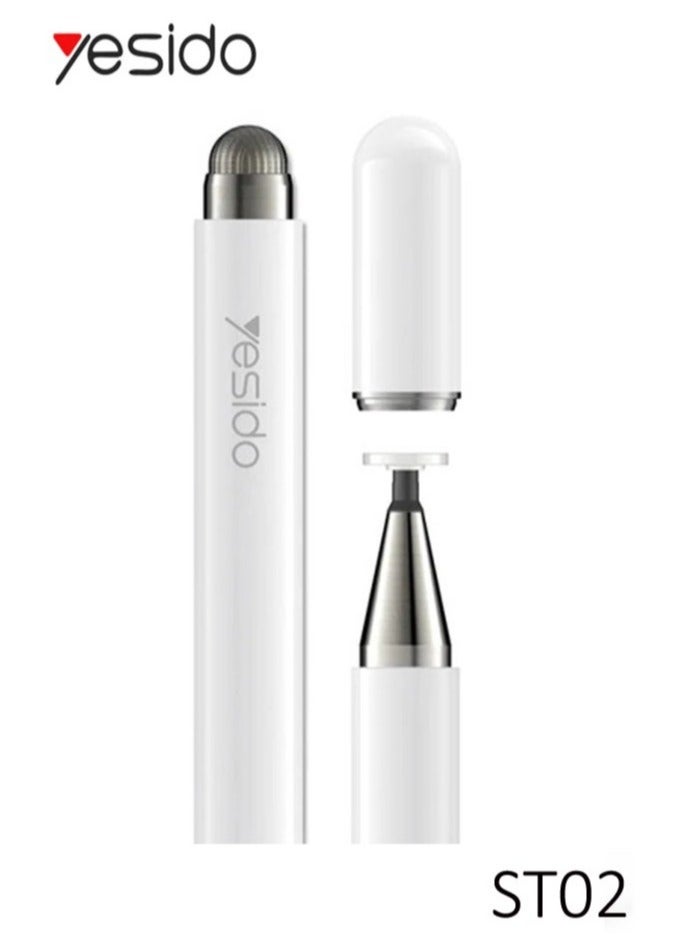 ST02 2-in-1 Capacitive Active Stylus Pen for Smartphones and Tablets – Precision Touch Pen with Dual Tip Design for Writing and Drawing, High Sensitivity, Universal Compatibility for Touchscreen Devices