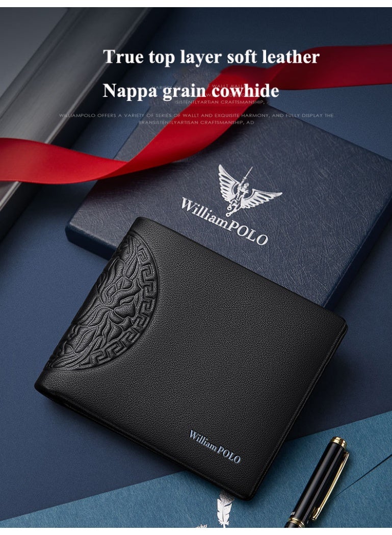 WilliamPolo Head layer cowhide short wallet for men with a high-end feel, business style, genuine leather fashion wallet - Image 4