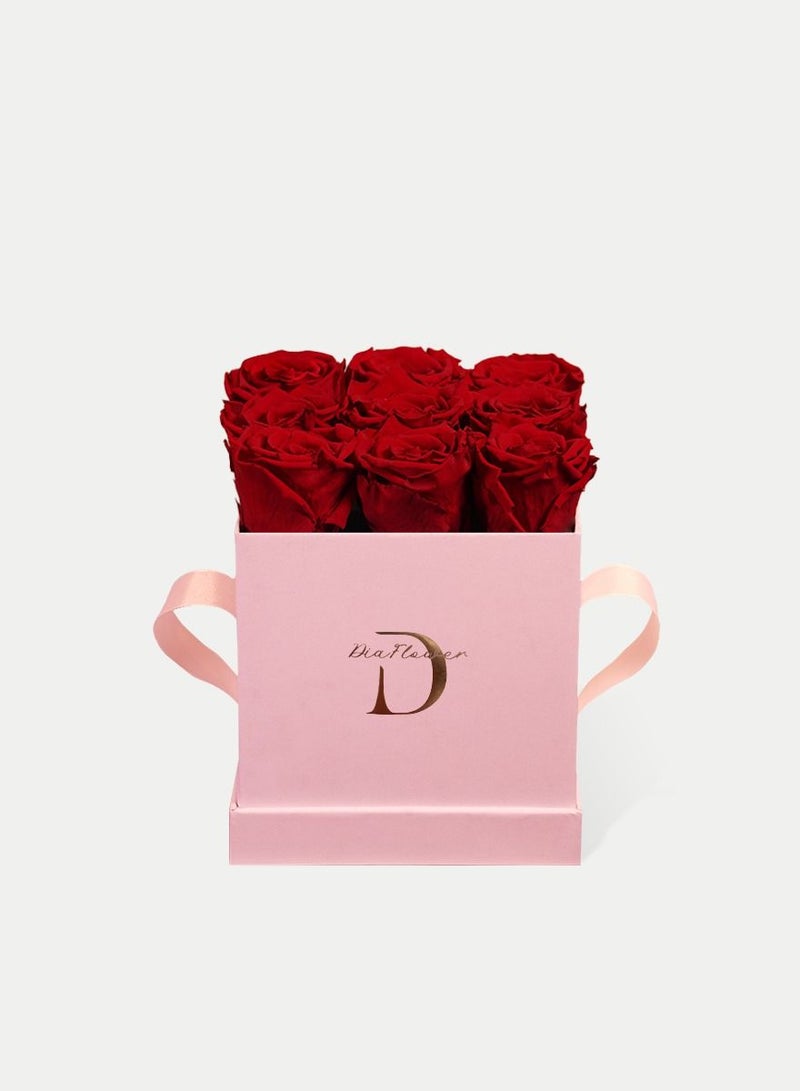 Dia FLOWER Infinity Square Box, Romantic Red 9 ROSES SMALL - Image 2